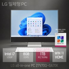 [당일발송+한컴증정] LG 일체형PC 27V70Q-GA70K, 화이트, 1TB, 8GB, WIN11 Home