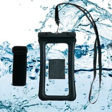 시즈닝 락앤프리 튜브 휴대폰 방수팩 스마트폰 방수케이스 + 넥 스트랩 + 암밴드 세트, 블랙, 1개