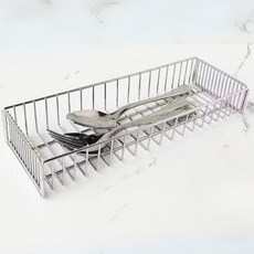 304不鏽鋼餐具瀝水籃 筷子收納盒 適用於烘碗機洗碗機, 1個, 銀色, 1層