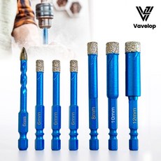 바벨롭 융착 코어 비트 다이아몬드 홀쏘 홀타공 유리 타일 도자기 싱크대 포세린 세라믹 구멍뚫기 기리 임팩용 7종 1세트, 1개