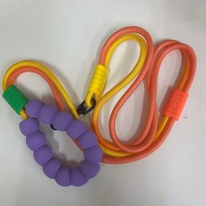 解放雙手雙排漸變牽繩 尼龍反光寵物牽繩 狗牽繩 遛狗繩 大型犬防暴衝牽引繩 狗用品, 漸變橘黃, 1個