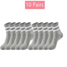 쿠쿠스토어 중간 길이 양말 여성 클래식 블랙 화이트 솔리드 컬러 유행 캐주얼 스포츠 흡수 통기성 1/7/10/, 01 10 Pair-3