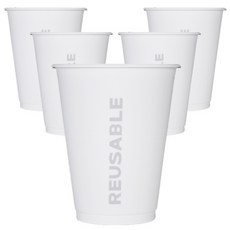이지케어 리유저블 컵 텀블러 콜드핫 화이트그란데, 화이트, 5개, 473ml
