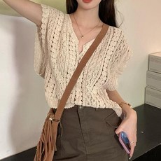 2컬러 자수 레이스 뜨개 민소매 티 MA8208 (44-55)