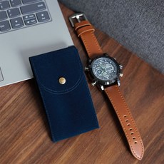 便攜手表收納包 旅行防塵保護袋 絨布表盒 單個手表收納盒, 深藍色, 1個