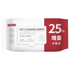 Kojima寵物濕紙巾80抽 - 全身清潔美容去淚痕, 1個