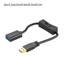 직선형 USB3.0 확장 케이블 지원 데이터 전원 스위치를 사용하여 데이터 전송 05 0.1m 1개, 1) Black - 0.1m