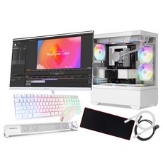 어항PC 게임용 컴퓨터 풀세트 화이트 감성 롤 발로란트 배그 게이밍 조립PC, WIN11 Home, 250GB, 16GB, 지포스 RTX 3060 Ti, 5600 3060TI S15) 27" 세트