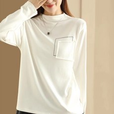 루스리더 하이목폴라 슬림핏 단색 컬러 라운드 긴팔니트 E456