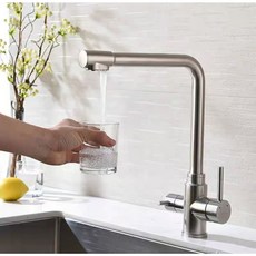 菲勒衛浴 台製 LF認證 304不銹鋼三合一水龍頭 - 冷熱洗菜盆抽拉伸縮龍頭, 1個, 三合一净水龍頭（含水管）（陸製）