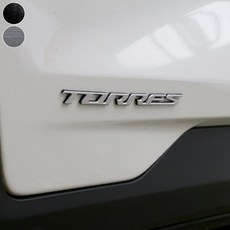 [모터스파이] KGM 호환 토레스 휀다 알루미늄 투톤 레터링 엠블럼 몰딩, 휀다엠블럼(실버+레드)