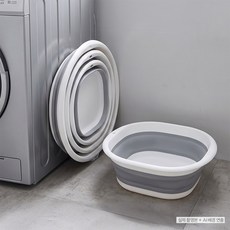 랩앤툴스 욕실 세수 바가지 화장실 캠핑 다라이 사각 걸이식 다용도 접이식 폴딩 대야, 1개, 폴딩 대야 그레이 (소)