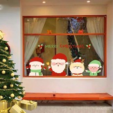 耶誕節玻璃貼紙聖誕節門貼紙廚房玻璃門貼新年裝飾窗貼過年喜慶布置貼聖誕老人免膠靜電貼可反復使用靜電貼PGJ, XYD014靜電透明彩印,小