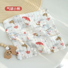 桃園出貨 口水巾 夏季薄款嬰兒三角巾 防水圍兜 嬰兒口水巾紗布毛巾兒童小方巾純棉 口水巾嬰兒全棉360吸水圍嘴非防水新, 氣球小熊（25*25cm）, 1個