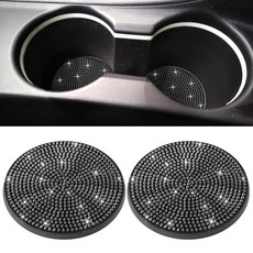 BFXM 블링 다이아몬드 75인치 미끄럼 방지 컵받침 실리콘 홀더 범용 2개 7CM 컵받, 블랙.