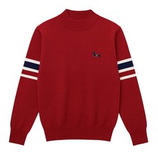 레크레아 라인배색소매 하프넥 여성 골프니트 스웨터 겨울 라운딩룩