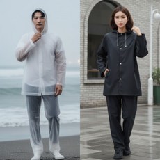 남녀공용 레인코트 여름 우비 배달 등산용 캠핑 우의 일회용 다회용 비닐바지, 블루