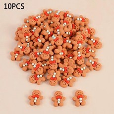 크리스마스 진저브레드맨 레진 플랫백 카보숑 피규어 스크랩북 장식품, 1. A01-10PC