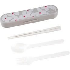 Wpc. 環保餐具組 經典花色 筷子 叉子 湯匙 收納盒, 1個, 灰色