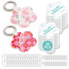 YOPPIX 승화 아크릴 꽃 블랭크 60개 고정 클립 20개와 키링 20개 열 전달 키체인 가방 웨딩 테이블 장식 크리스마스 트리 가정 선물 공예 용품 246282 861