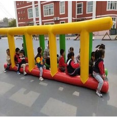 징검다리 장애물 체육대회 삼각 사다리 운동회 단체 교구 풍선 에어 바운스, 1개, 딥블루 두꺼운 이중 가장자리 행잉