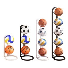 籃球收納架 籃球置物架 壁掛收納 足球收納 排球架 球架 多功能金屬材質 圓底加粗款, 黑色圓底,4層, 1個