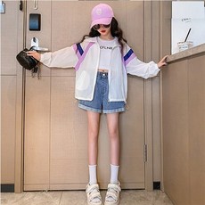 키즈목마 여름가을 여아 집업 바람막이 아동 얇은 한겹 점퍼 초등학생 해빛가리 A370