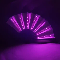 배터리 접이식 핸드 선풍기 LED 조명 빛나는 형광 야간 공연 DJ 바 클럽 파티 장식, 04 Pink