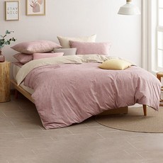 Doadream 粉色毛呢格紋棉質雙面被套