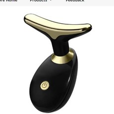 3색 LED 라이트 테라피 마사지 장치 얼굴 미용 목 및 신체 배터리 작동 스킨 케어 도구 완벽한 선물, 01 Black