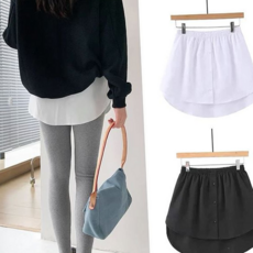 루체트리 레이어드 셔츠 페이크 이너스커트 밑단 허리밴딩 속치마