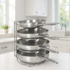 후라이팬 정리대 7mm 6mm 5mm 국산 프리미엄 통스텐 흔들림방지 튼튼구조, 일체형, 1개, 4단