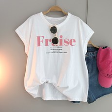달콩 여성 빅사이즈 오버핏 민소매 여름티 프레이즈레터링나시티