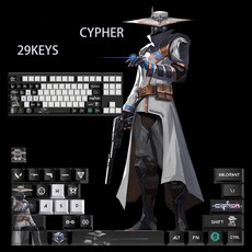 SimHm 발로란트 키캡 스킬 세트 기계식 키보드 PBT 포인트 커스텀게이밍 굿즈 valorant keycaps Esc, 29 KEYS, 사이퍼cypher