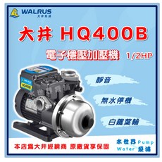 水世界泵浦 大井 HQ400B 1/2HP 電子穩壓加壓機 靜音抗菌 白鐵葉輪, 1個, HQ400B【單買】（白鐵葉輪）,標準 1"（25mm) /110V