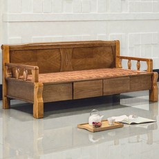 퍼보 서랍형 빗살 확장형 황토흙침대 원목 소파 카우치, 네추럴