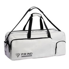 羽毛球拍包手提式單肩斜挎包，專業大容量男女款防水隔熱羽球包, 白色（獨立鞋倉）, 1個