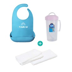 식사보조 요양원 입소 3종세트 턱받이 컵 가제수건, 1개, 턱받이대형퍼플+빨대컵+손수건