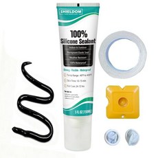 마감 도구 100 방수 씰 수축 및 균열 방지 자동차 욕실 주방 윈도우 150ML5Oz회색를 위한 유연하고 강력한 접착력을 갖춘 SHIELDOM 실리콘 실란트 접착제 실리콘 코, Black