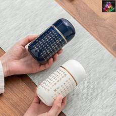 米黃色經文陶瓷寵物骨灰罐，小巧精緻，守護寵物最後的溫柔, 1個