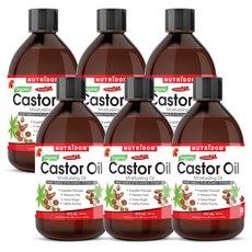 (2병특가) 뉴트리돔 100% 유기농 캐스터 오일 Organic Castor Oil 피마자오일 피마자유 속눈썹 눈썹 모발 및 피부용 473ml 캐나다 직구, 6개