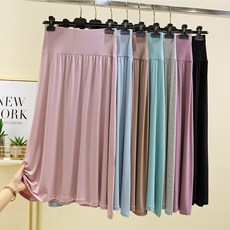 여성 모달 홈웨어 스커트 여름 데일리 편안한 소프트 미디 스커트 캐주얼 솔리드 a라인 스커트