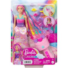 MATTEL Barbie 芭比夢托邦轉轉髮型遊戲組，激發無限想像，培養孩子社交技巧, 詳見包裝, 粉紅色, 1個