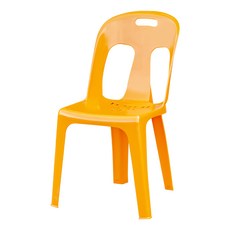[공룡플라스틱] 야외용 플라스틱 등받이 의자4호 4개 세트, 등의자4호 4개(노랑)