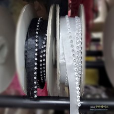 큐빅 비즈레이스 의류부자재 비즈장식 리본공예재료 DIY옷리폼 가장자리 레이스, 2개, 화이트