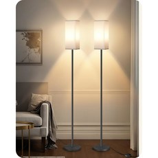 GOEBLESON 64 6 바닥 램프 발 스위치가 있는 폴 모던 스탠딩 그늘막 미니멀리스트 프리스탠딩 램프(벌브 미포함) 거실용 침실 사무실 ETL 목록 블랙 및 베이지 E07LD, 2Pa White Bla