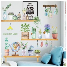 인테리어 화병 벽스티커, 선반 플라워