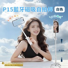 P15 藍牙磁吸自拍桿 遠端拍照腳架 銀色, 1個