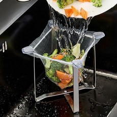 리빙맘 싱크대 음식물 거름망 거치대 스텐 접이식 거름망 50매 세트, 1개