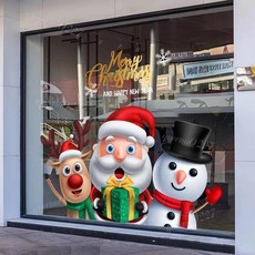 優選好物 2026新年聖誕節裝飾品聖誕老人貼紙店鋪櫥窗玻璃UV靜電布置窗花, UVSD977,中